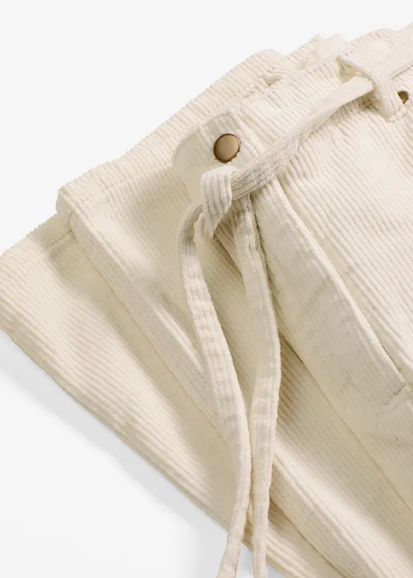 Pantaloni larghi di velluto a coste con cintura da annodare, bonprix