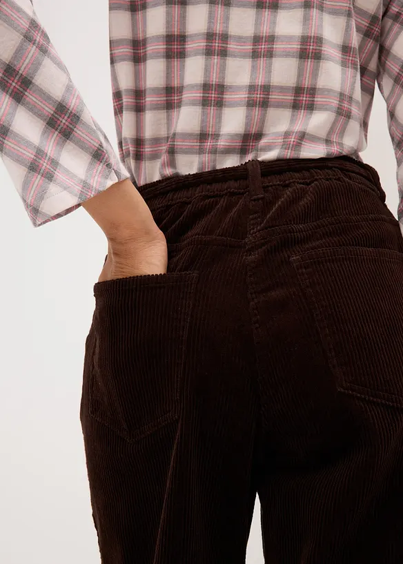 Pantaloni larghi di velluto a coste con cintura da annodare, bonprix