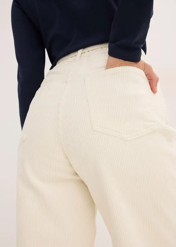 Pantaloni larghi di velluto a coste con cintura da annodare, bonprix