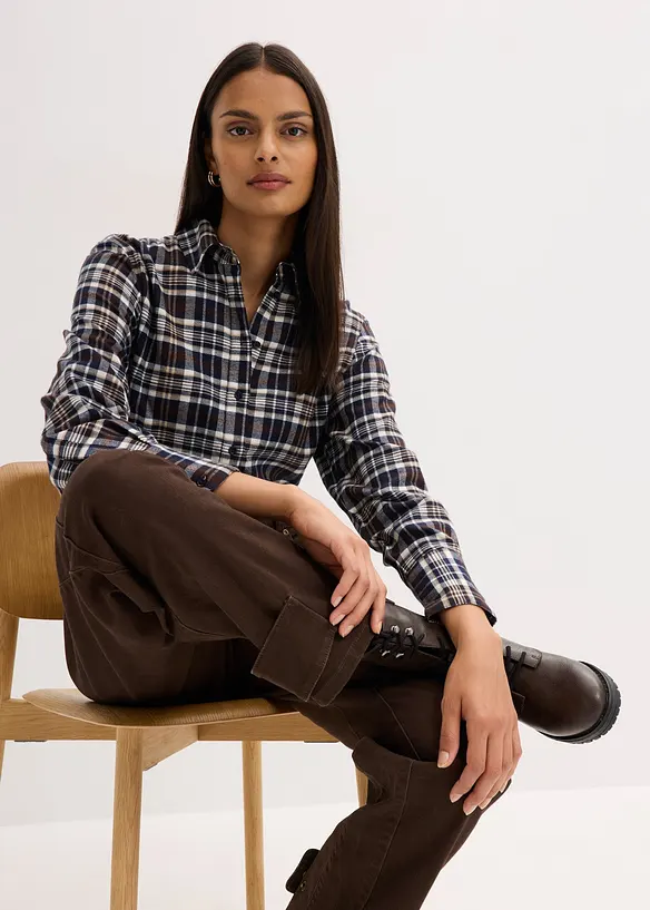 Pantaloni in twill a vita alta, bonprix