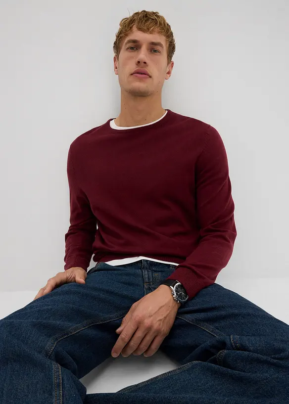 Maglione in filato fine con lana merino, bonprix