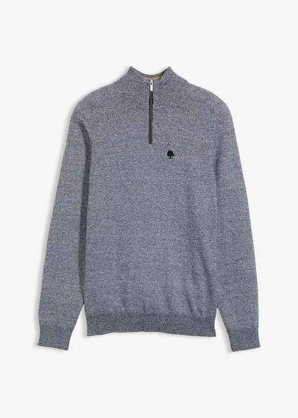 Maglione con zip e cotone riciclato, bonprix