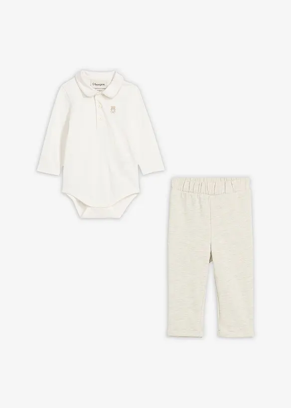 Body e pantaloni in puro cotone biologico (set 2 pezzi), bonprix