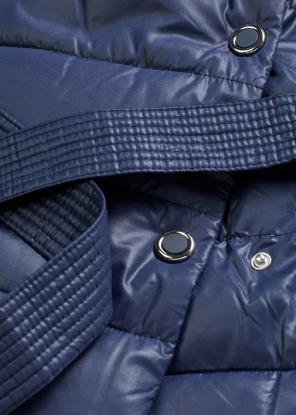 Giubbotto trapuntato con inserto in simil lana e cintura da annodare, bonprix