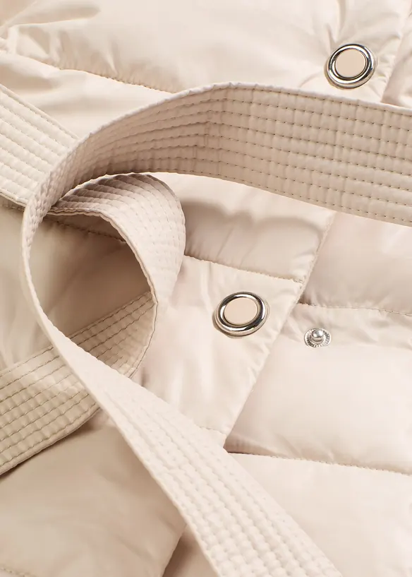 Cappotto trapuntato con inserto in simil lana e cintura da annodare, bonprix