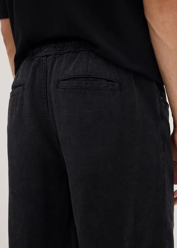 Pantaloni svasati con elastico in vita in twill di puro cotone, relaxed fit, bonprix