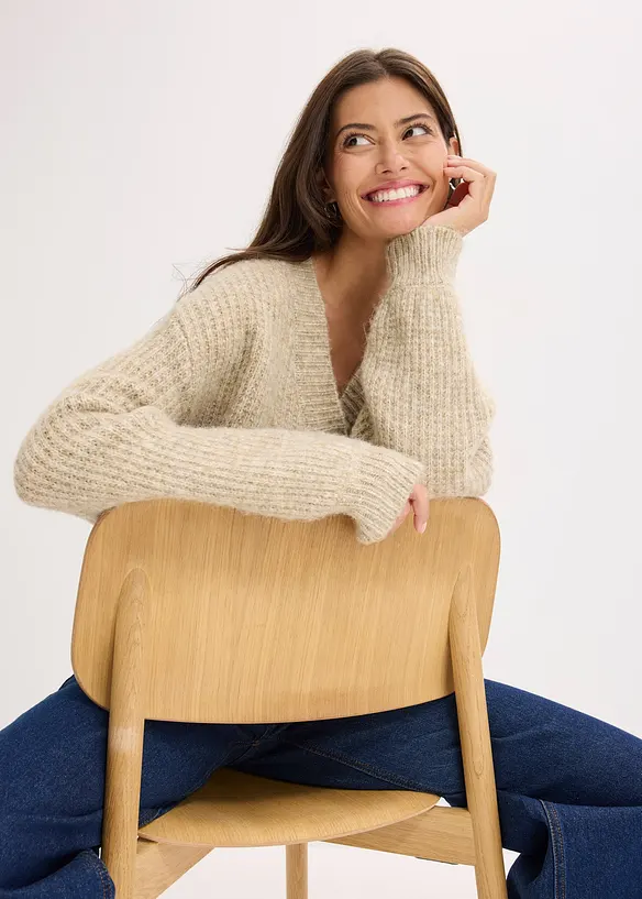 Cardigan in filato grosso di misto lana morbido, bonprix