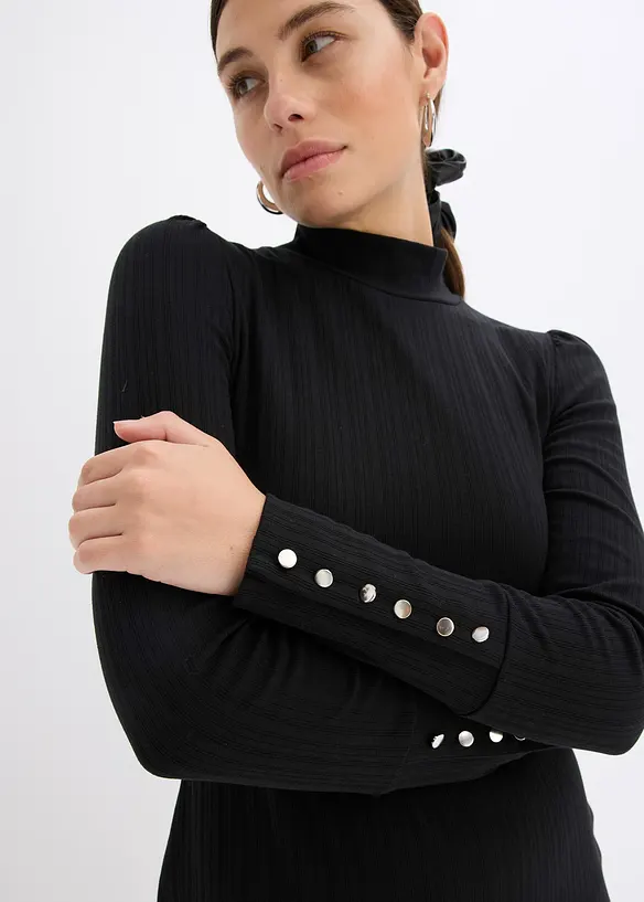 Abito di jersey a coste in misto viscosa, bonprix