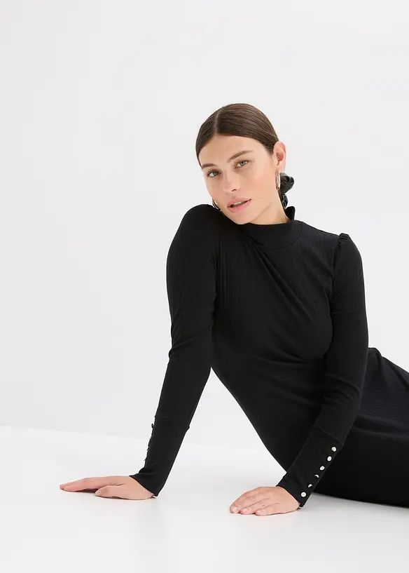 Abito di jersey a coste in misto viscosa, bonprix