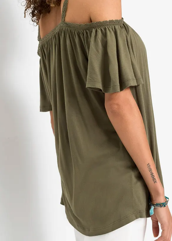 Maglia a spalle scoperte in morbida viscosa, bonprix