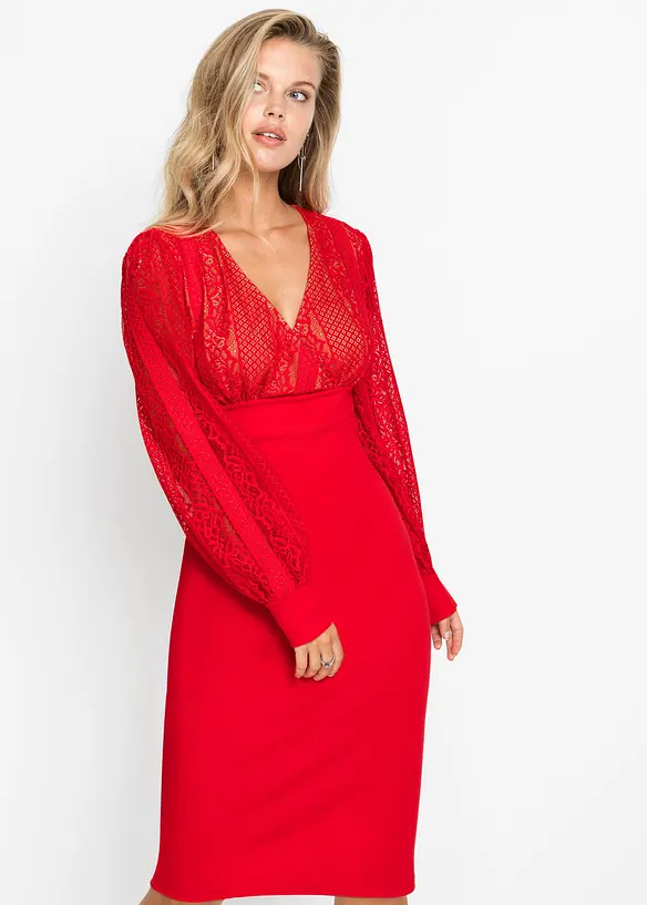 Abito con pizzo che valorizza la silhouette, bonprix