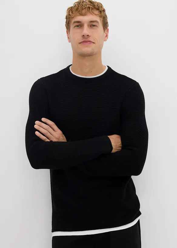 Maglione effetto 2-in-1 con cotone, bonprix