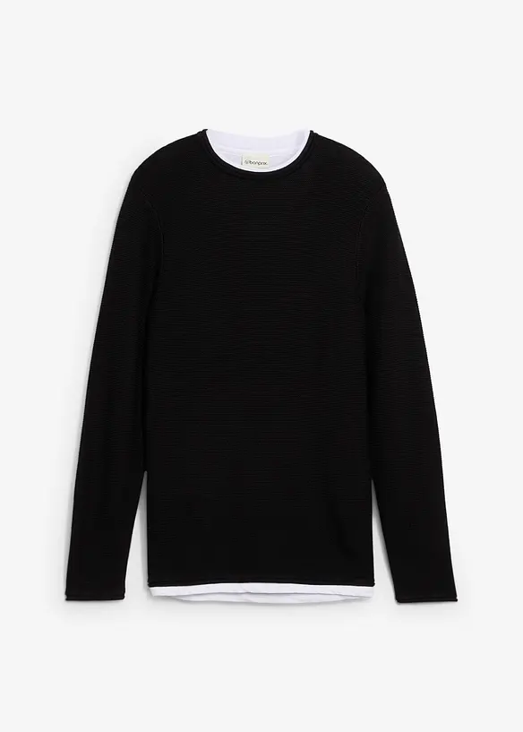 Maglione effetto 2-in-1 con cotone, bonprix