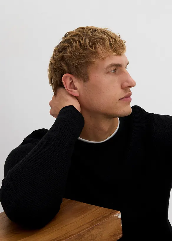 Maglione effetto 2-in-1 con cotone, bonprix