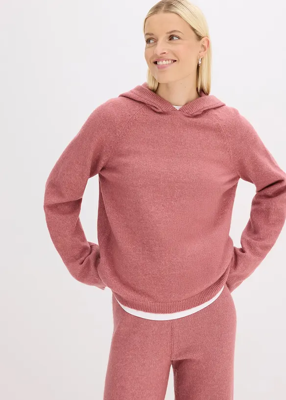 Felpa con cappuccio in maglia, bonprix