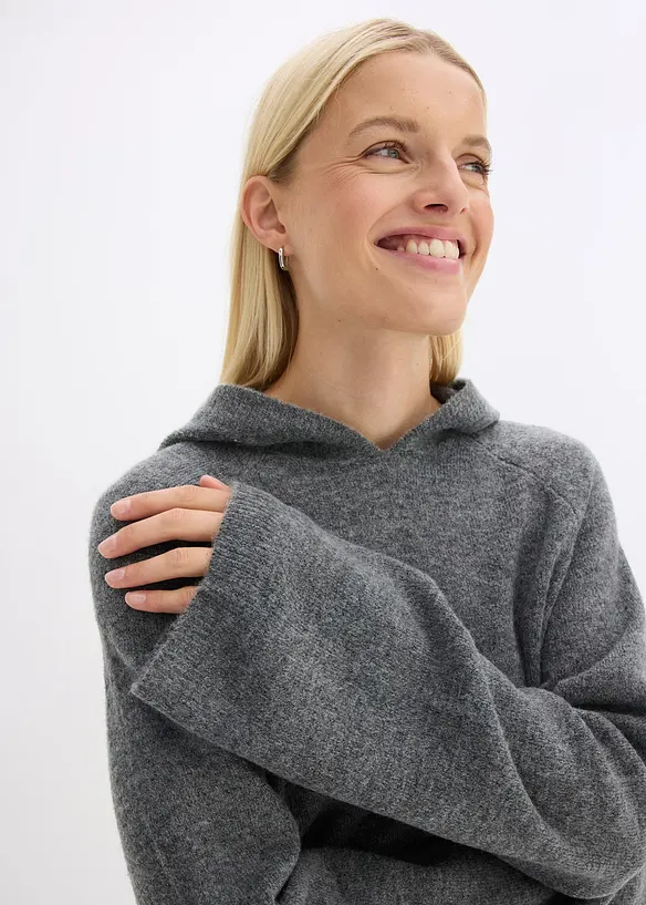 Felpa con cappuccio in maglia, bonprix