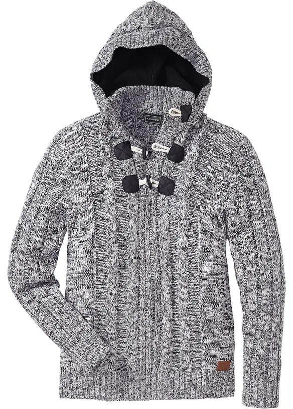 Maglione in filato grosso con cappuccio e cotone, bonprix