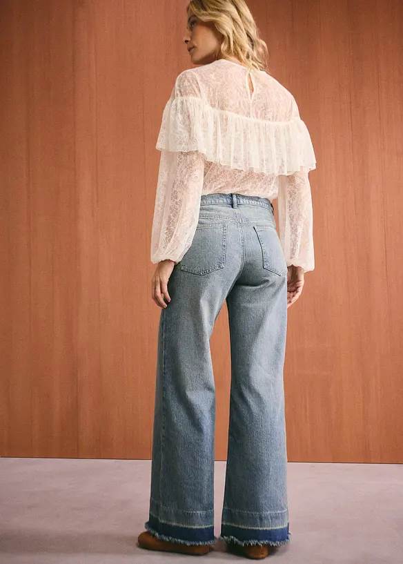Jeans wide leg, vita media, bonprix
