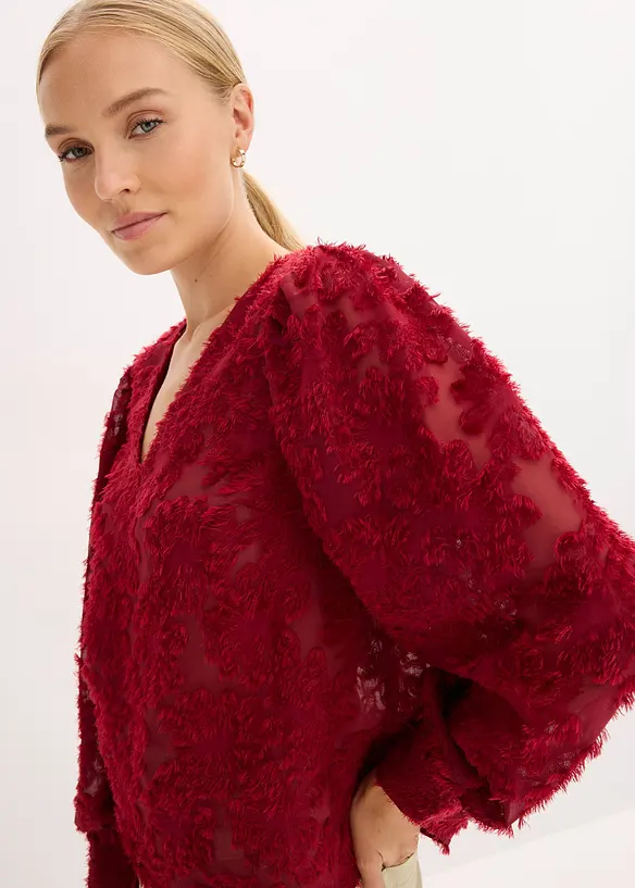 Blusa con motivo floreale strutturato, bonprix