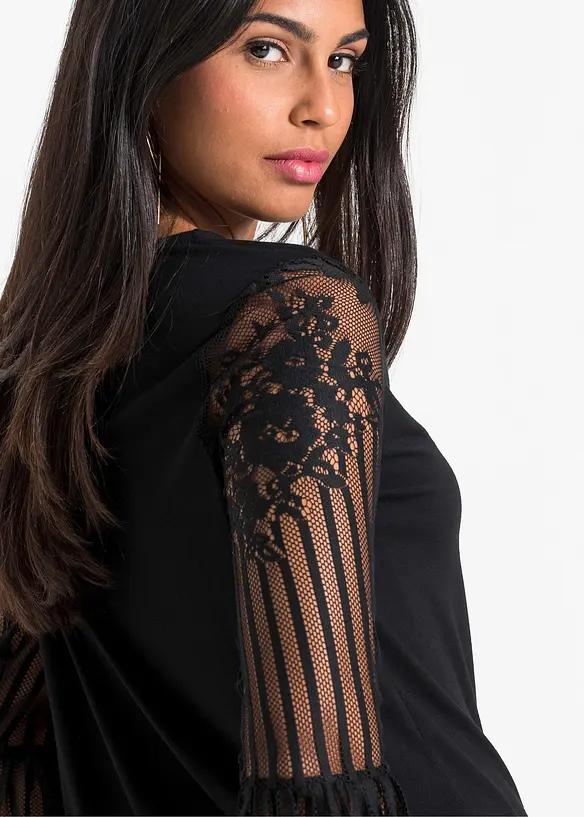 Maglia con maniche lunghe in misto viscosa, bonprix