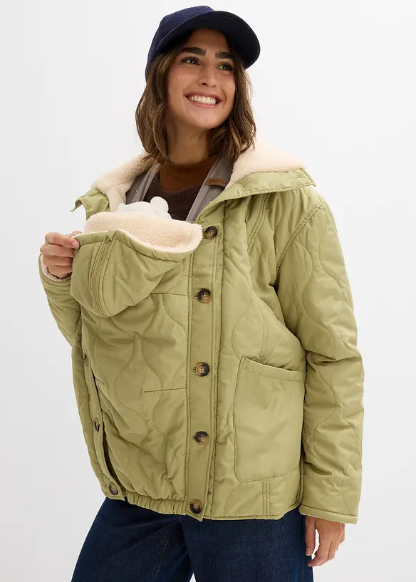 Giacca prémaman leggera 3 in 1 con fodera in teddy e inserto babywearing, bonprix