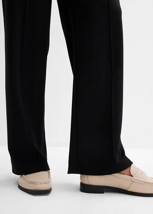 Pantaloni prémaman in punto di Roma a gamba larga e dalla linea dritta, bonprix
