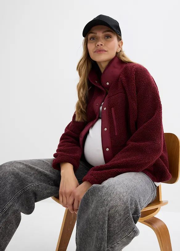 Giacca prémaman 3 in 1 in pile teddy con inserto babywearing, bonprix