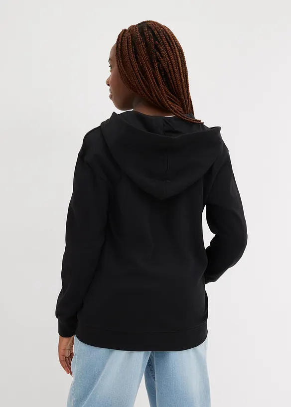 Felpa con zip e cappuccio in morbido misto cotone biologico, bonprix