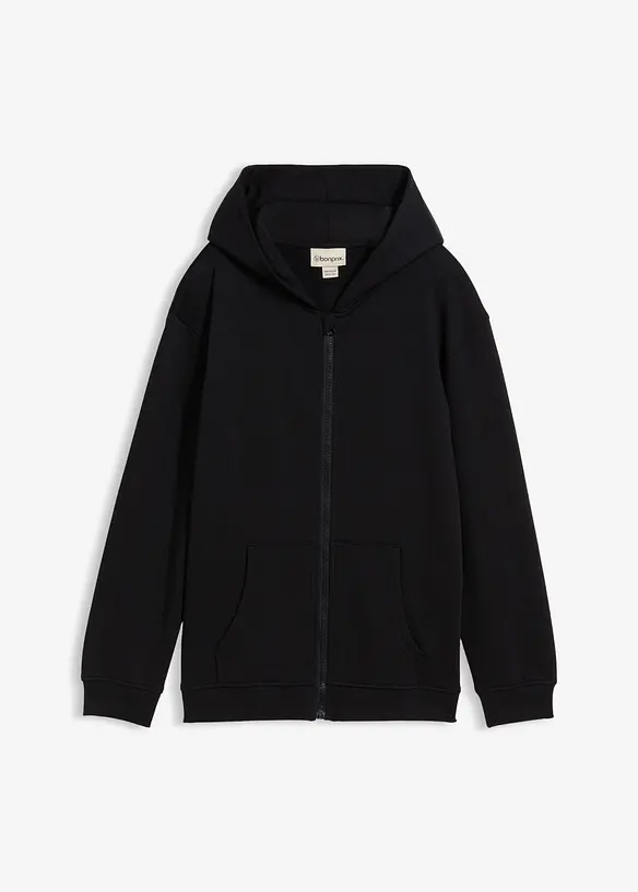 Felpa con zip e cappuccio in morbido misto cotone biologico, bonprix