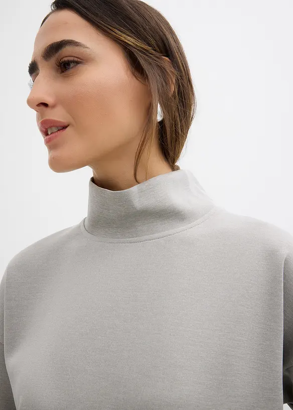 Felpa a collo alto in tessuto effetto neoprene, bonprix