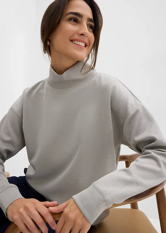 Felpa a collo alto in tessuto effetto neoprene, bonprix