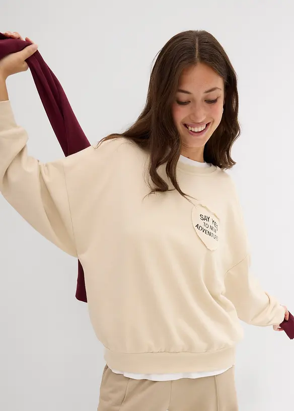 Felpa oversize in misto cotone morbido, bonprix