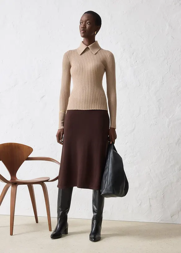Maglione in filato fine di lana merino, bonprix