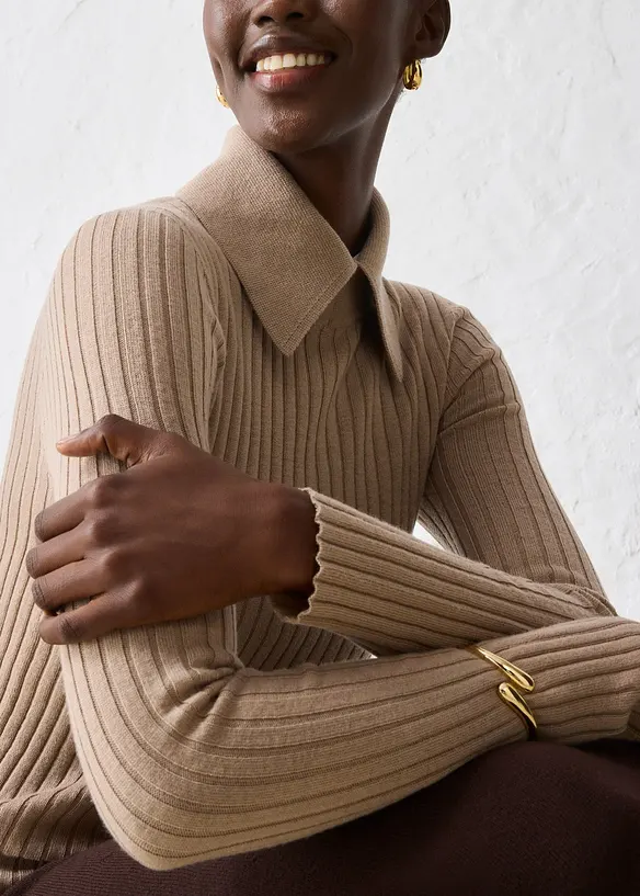 Maglione in filato fine di lana merino, bonprix