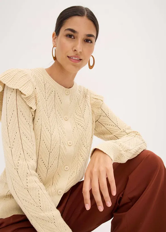 Cardigan traforato di cotone, bonprix