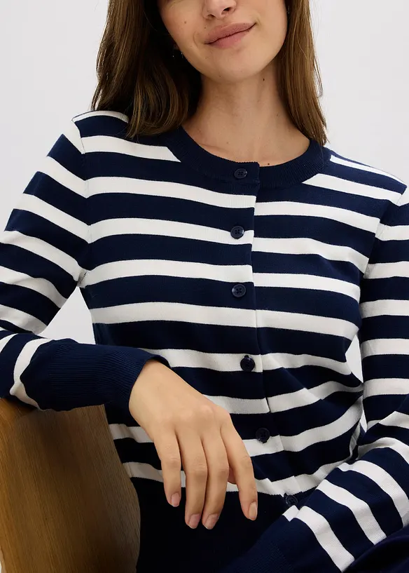 Cardigan in maglia fine a righe, bonprix