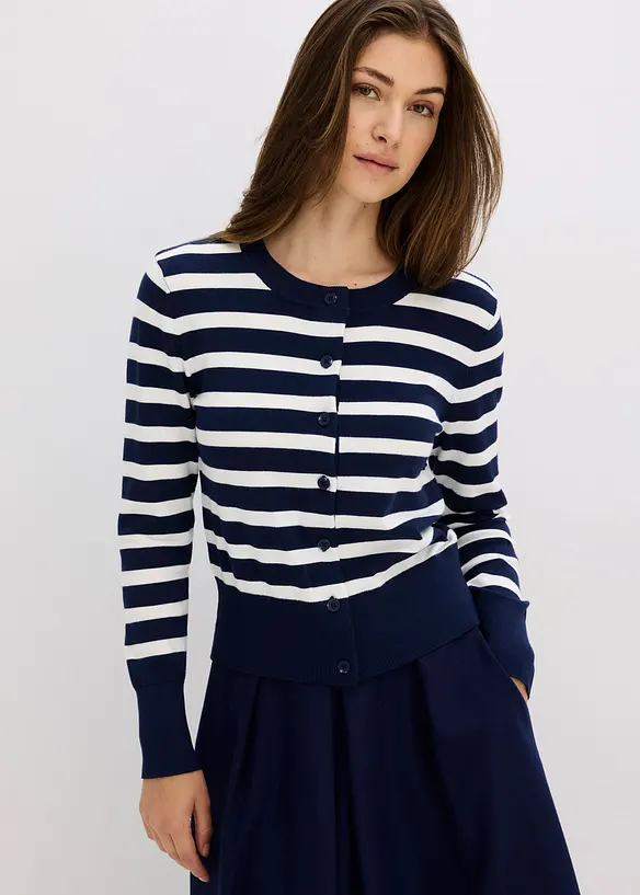 Cardigan in maglia fine a righe, bonprix