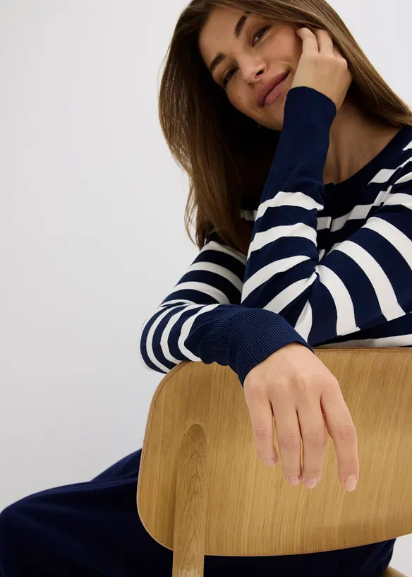 Cardigan in maglia fine a righe, bonprix