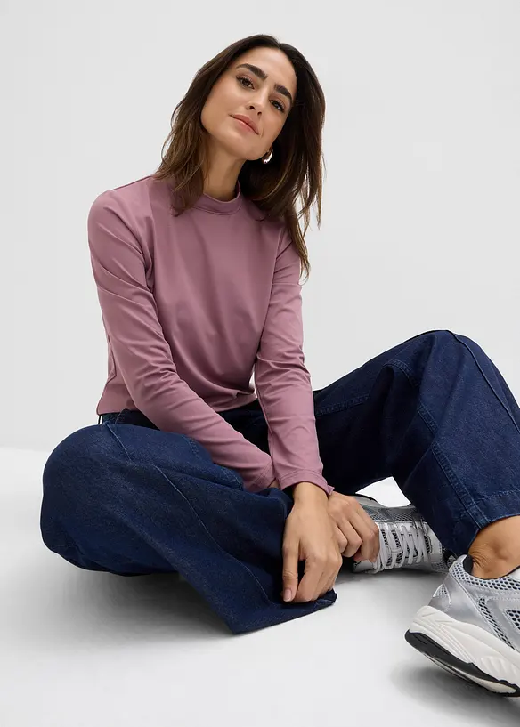 Maglia a maniche lunghe con collo dritto, bonprix