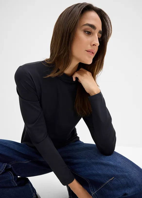 Maglia a maniche lunghe con collo dritto, bonprix