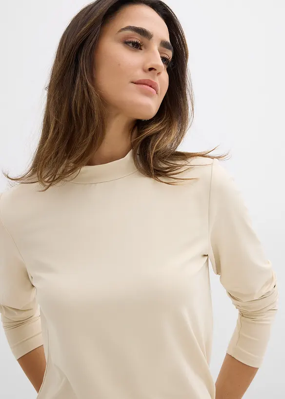 Maglia a maniche lunghe con collo dritto, bonprix