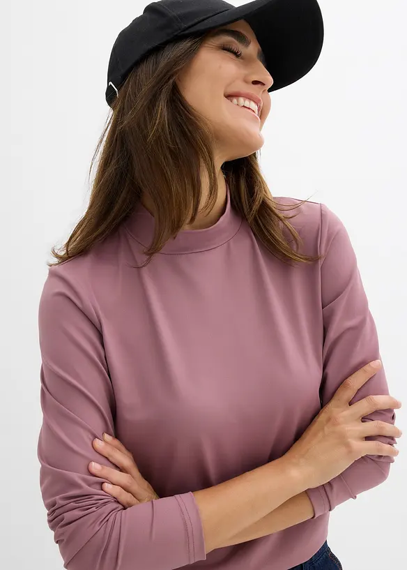 Maglia a maniche lunghe con collo dritto, bonprix