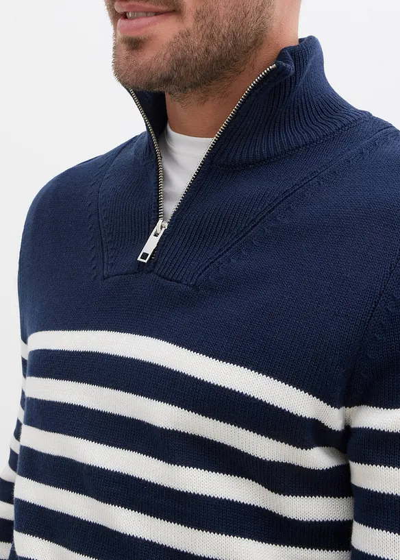 Maglione con mezza zip regular fit, bonprix