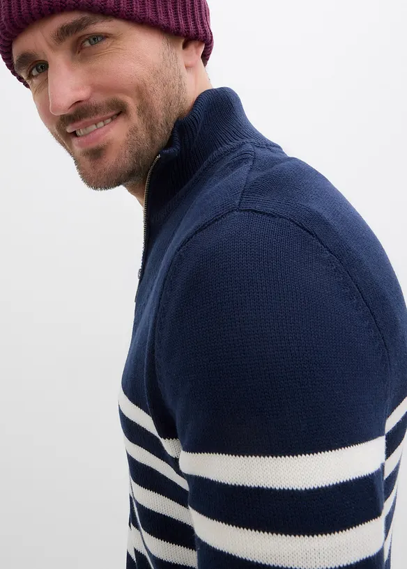 Maglione con mezza zip regular fit, bonprix
