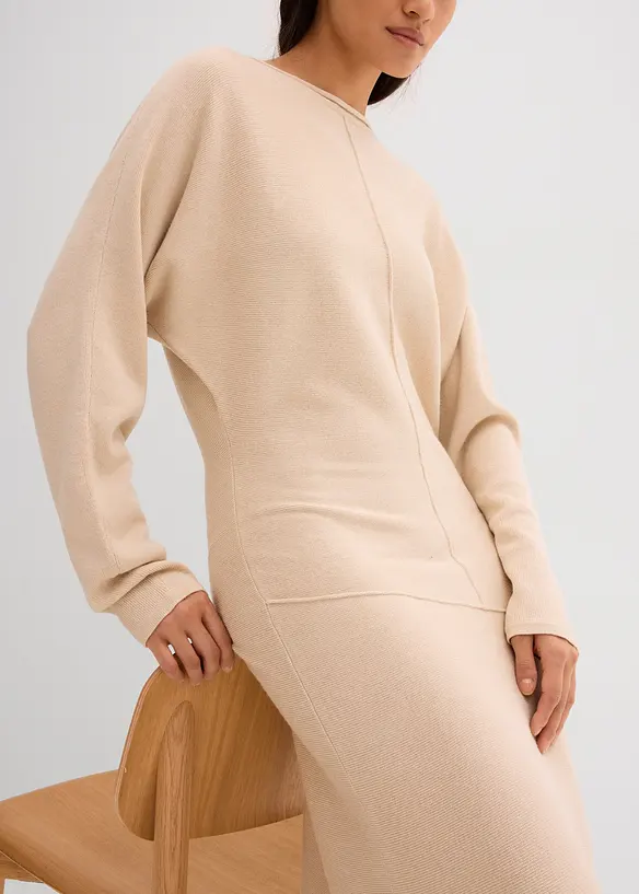 Abito midi in maglia misto viscosa, bonprix