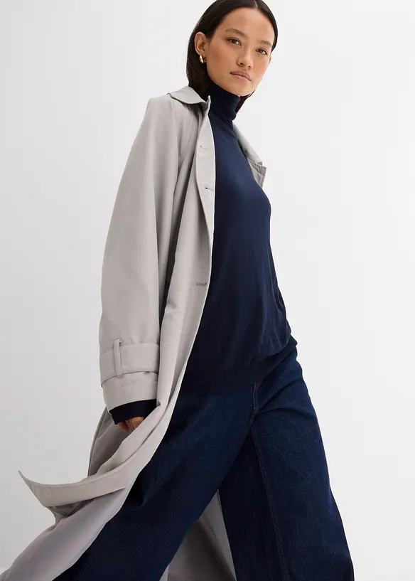 Maglione leggero in filato fine di misto viscosa con collo alto ampio, bonprix