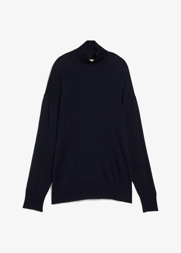 Maglione leggero in filato fine di misto viscosa con collo alto ampio, bonprix