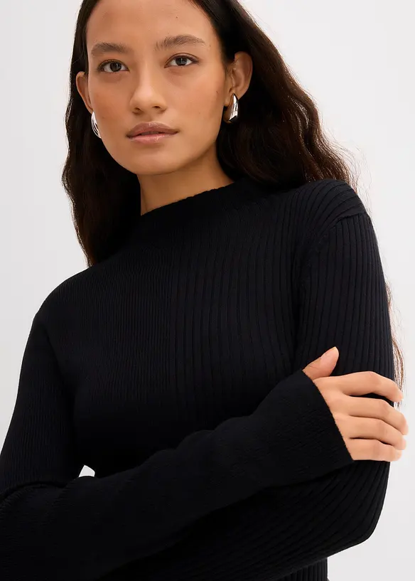 Maglia a costine in misto viscosa, bonprix