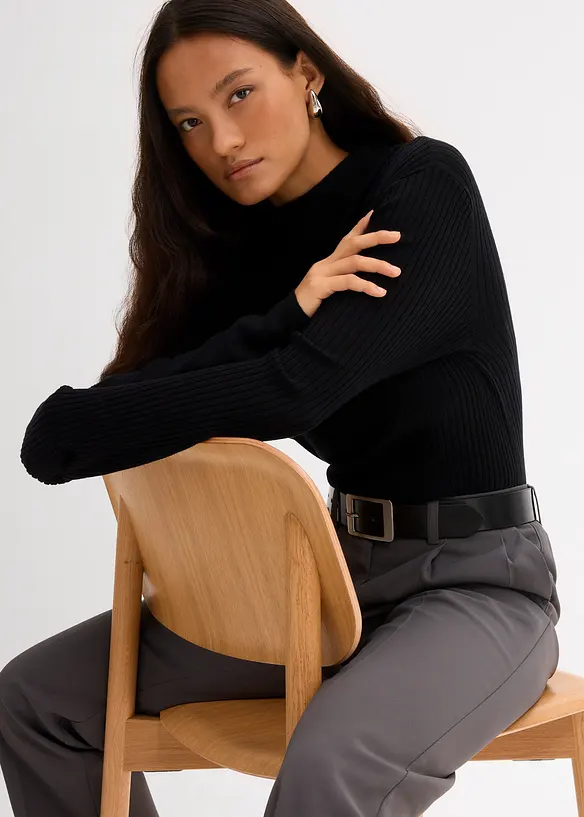 Maglia a costine in misto viscosa, bonprix