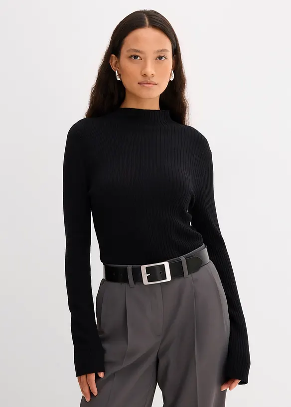 Maglia a costine in misto viscosa, bonprix